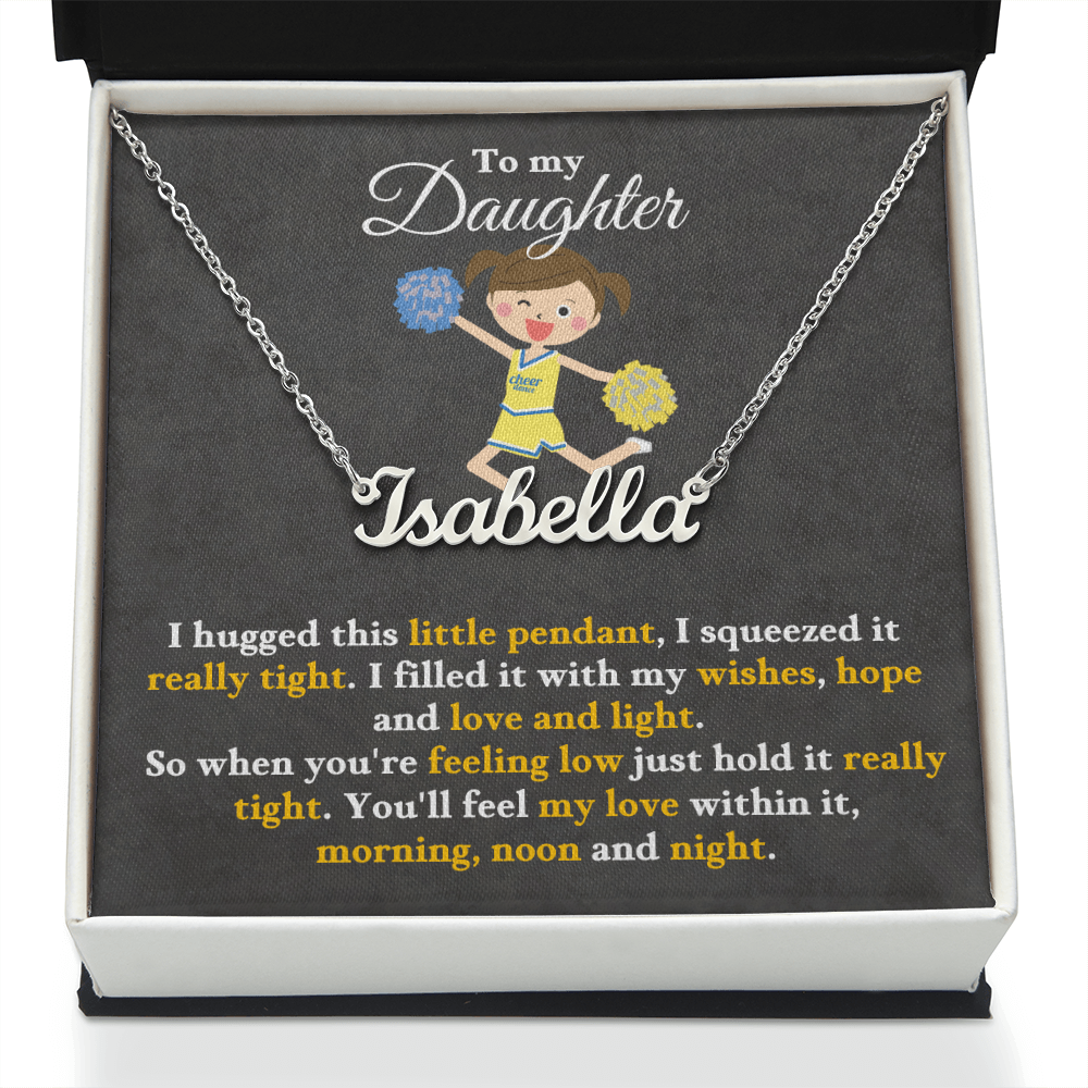Custom Name Necklace with 16-18 Inch Adjustable Chain and Message Card- To My Daughter