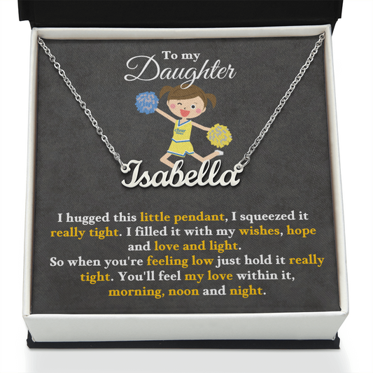 Custom Name Necklace with 16-18 Inch Adjustable Chain and Message Card- To My Daughter