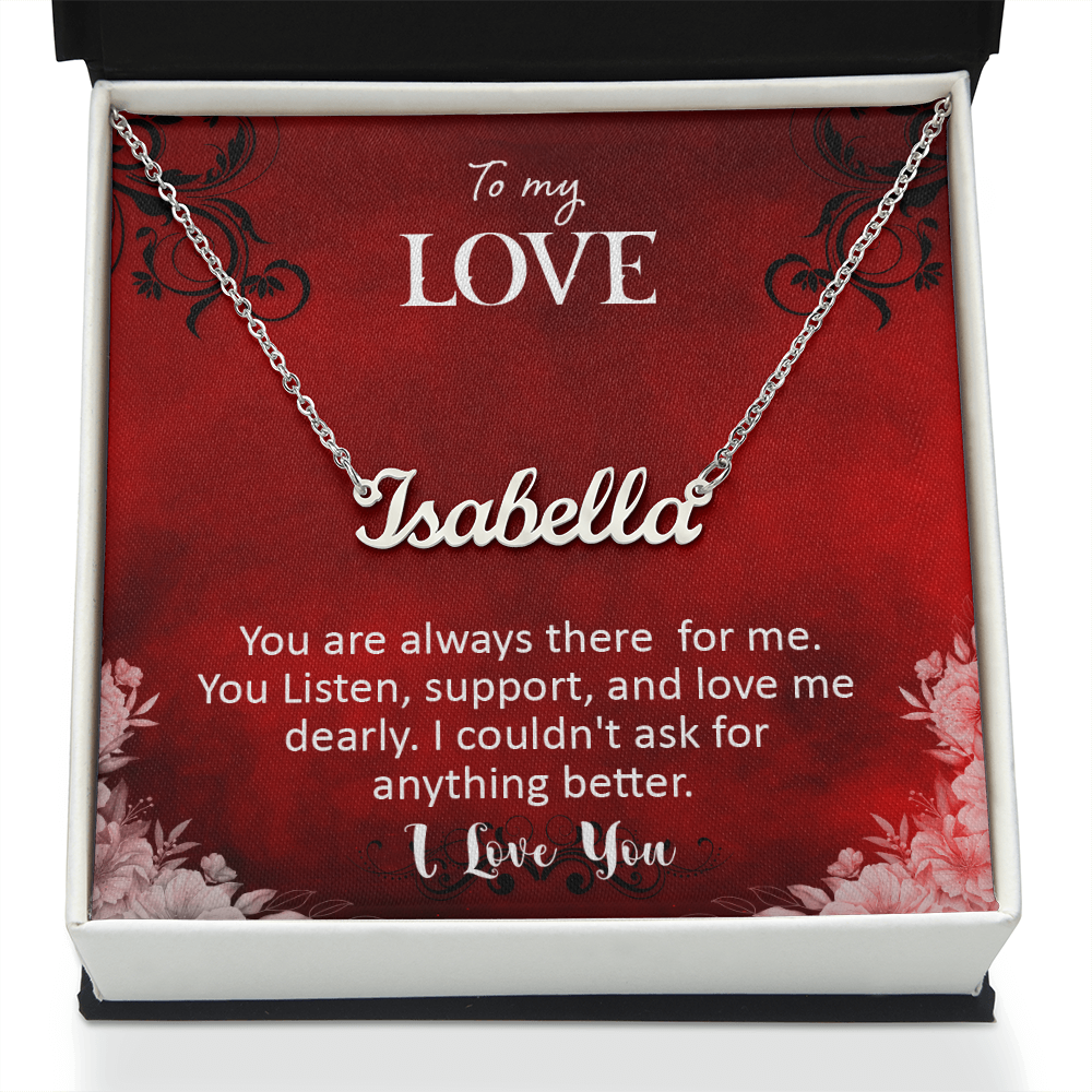 Personalized Name Necklace with 16-18 Inch Adjustable Chain and Message Card - To My Love