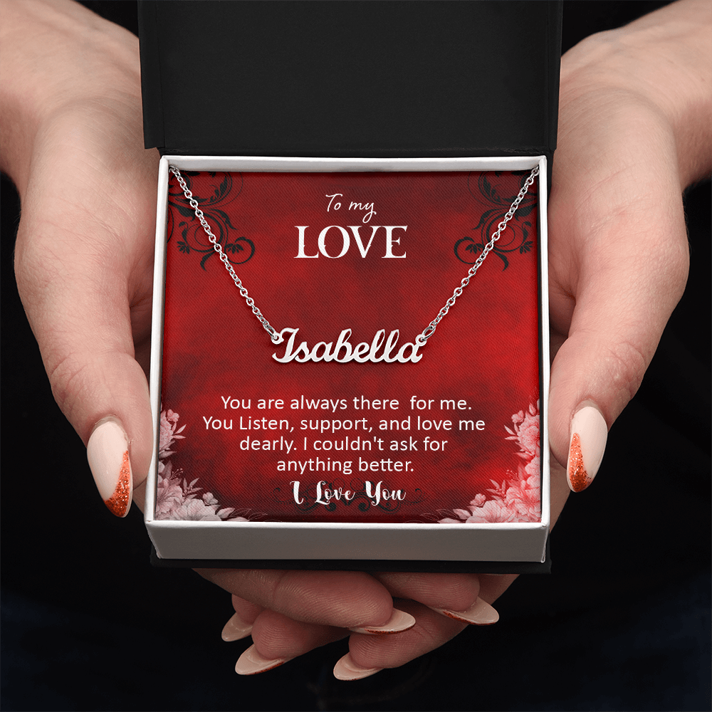Personalized Name Necklace with 16-18 Inch Adjustable Chain and Message Card - To My Love