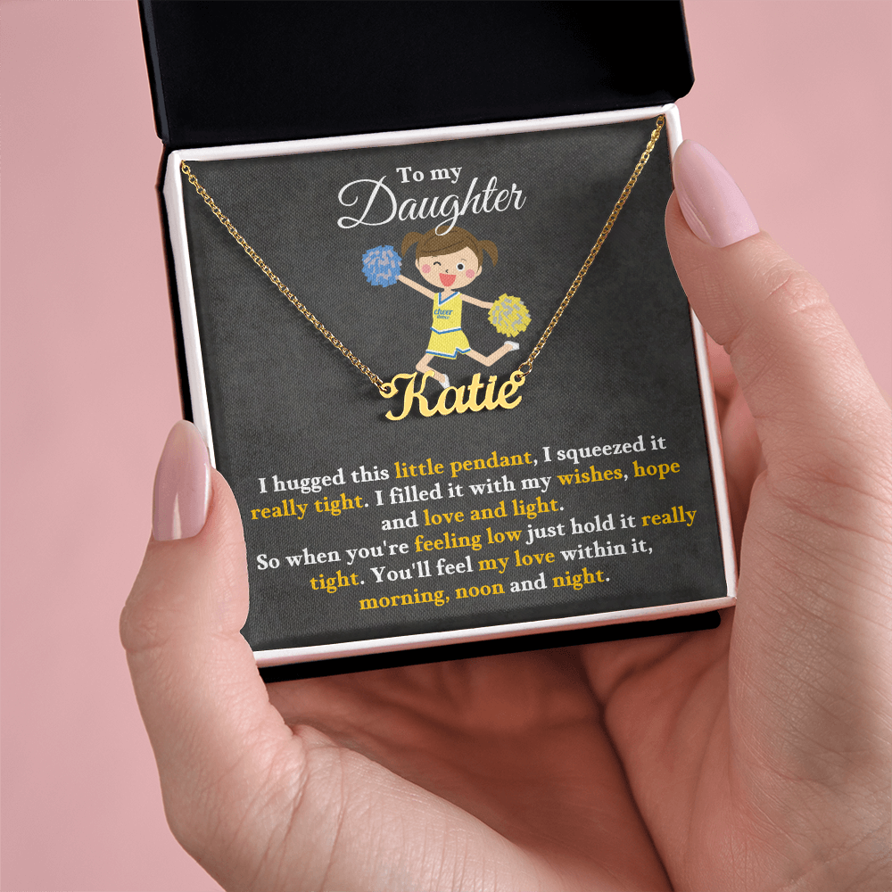 Custom Name Necklace with 16-18 Inch Adjustable Chain and Message Card- To My Daughter