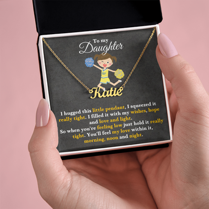 Custom Name Necklace with 16-18 Inch Adjustable Chain and Message Card- To My Daughter
