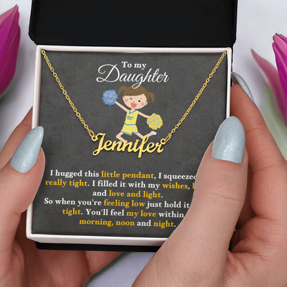 Custom Name Necklace with 16-18 Inch Adjustable Chain and Message Card- To My Daughter