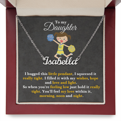 Custom Name Necklace with 16-18 Inch Adjustable Chain and Message Card- To My Daughter