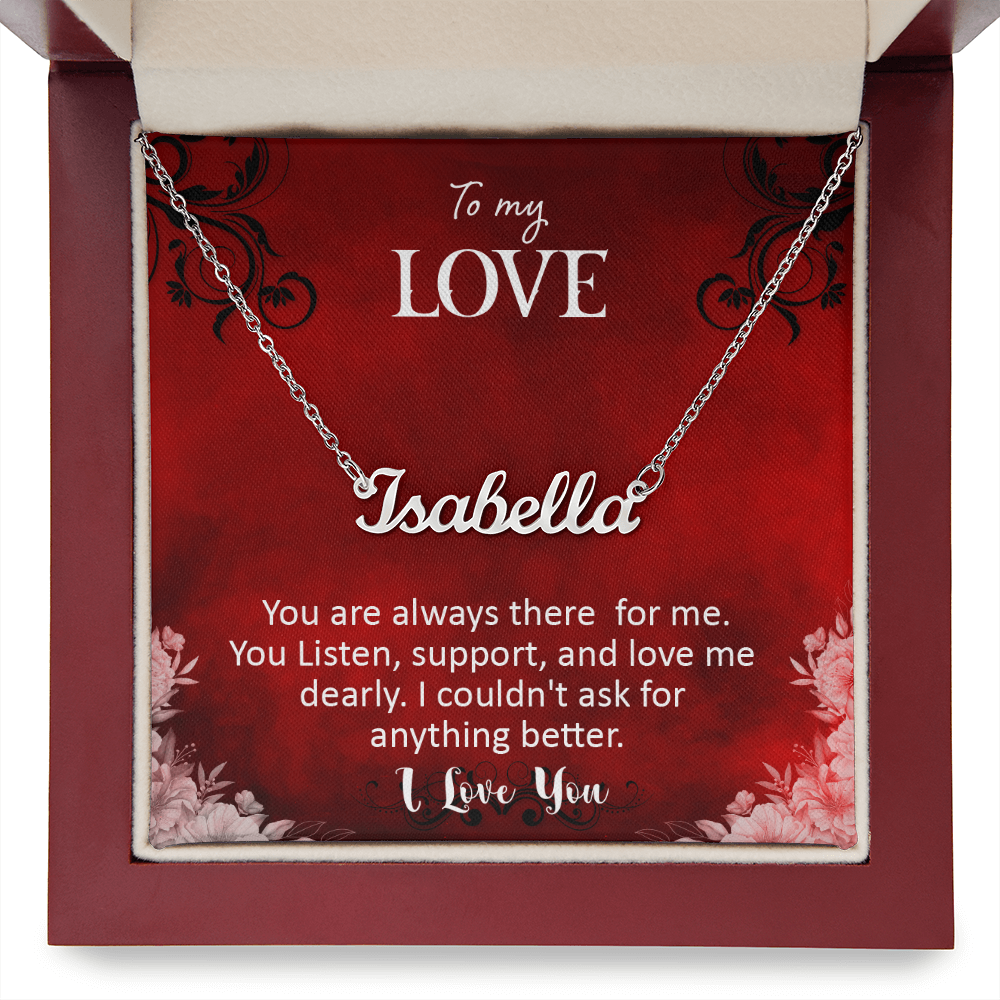 Personalized Name Necklace with 16-18 Inch Adjustable Chain and Message Card - To My Love