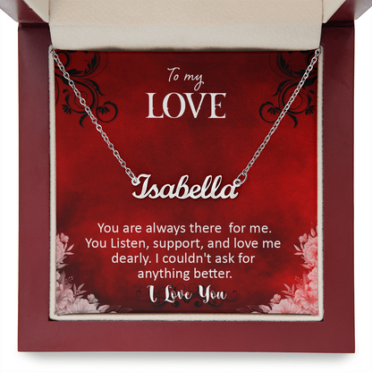 Personalized Name Necklace with 16-18 Inch Adjustable Chain and Message Card - To My Love
