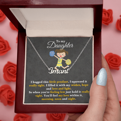 Custom Name Necklace with 16-18 Inch Adjustable Chain and Message Card- To My Daughter