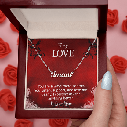 Personalized Name Necklace with 16-18 Inch Adjustable Chain and Message Card - To My Love