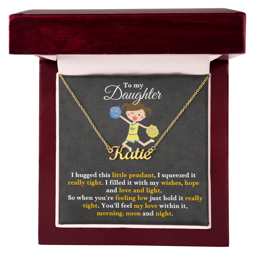 Custom Name Necklace with 16-18 Inch Adjustable Chain and Message Card- To My Daughter