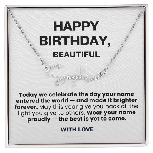 For Her: Personalized Name Pendant Necklace with Message Card — "Wear your name proudly" • Forever Her Name