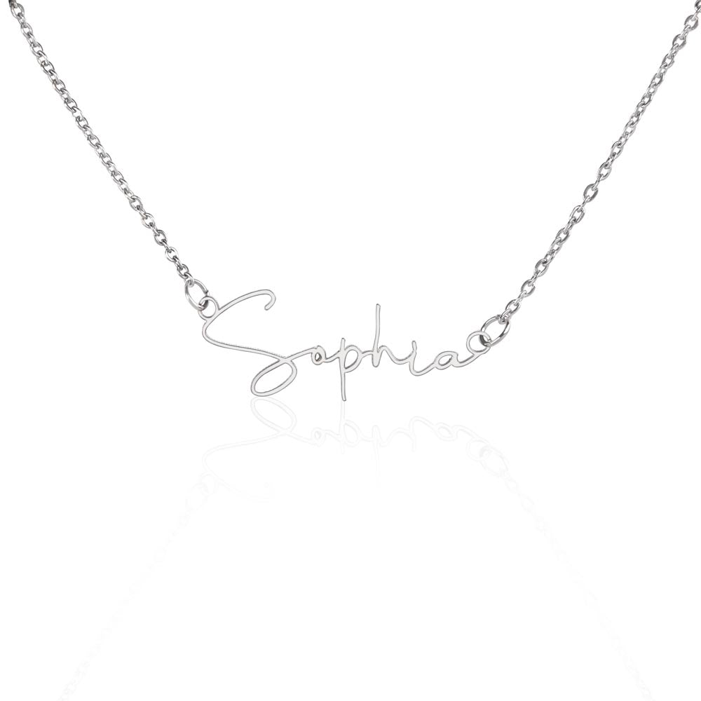 Personalized Signature Name Necklace with 16-18 Inch Adjustable Chain and Message Card - To My Bestie