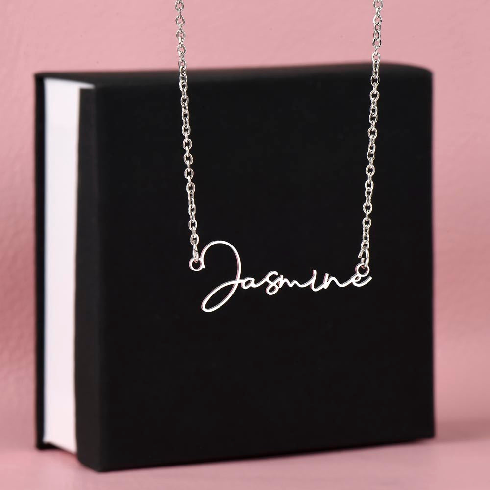 Personalized Signature Name Necklace with 16-18 Inch Adjustable Chain and Message Card - To My Bestie