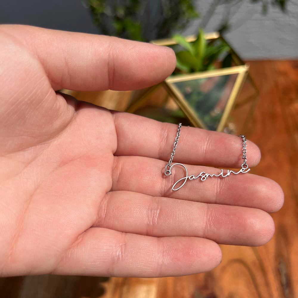 Personalized Signature Name Necklace with 16-18 Inch Adjustable Chain and Message Card - To My Bestie
