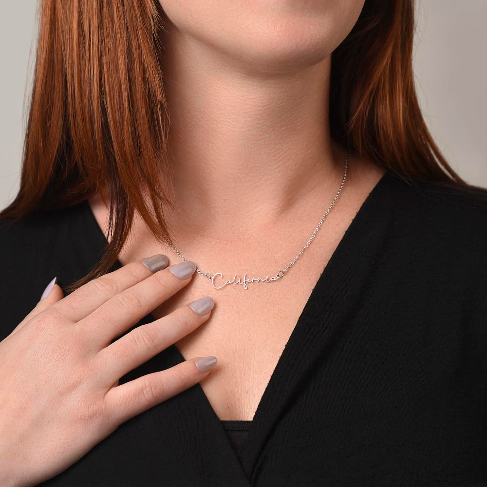 For Her: Personalized Name Pendant Necklace with Message Card — "Wear your name proudly" • Forever Her Name