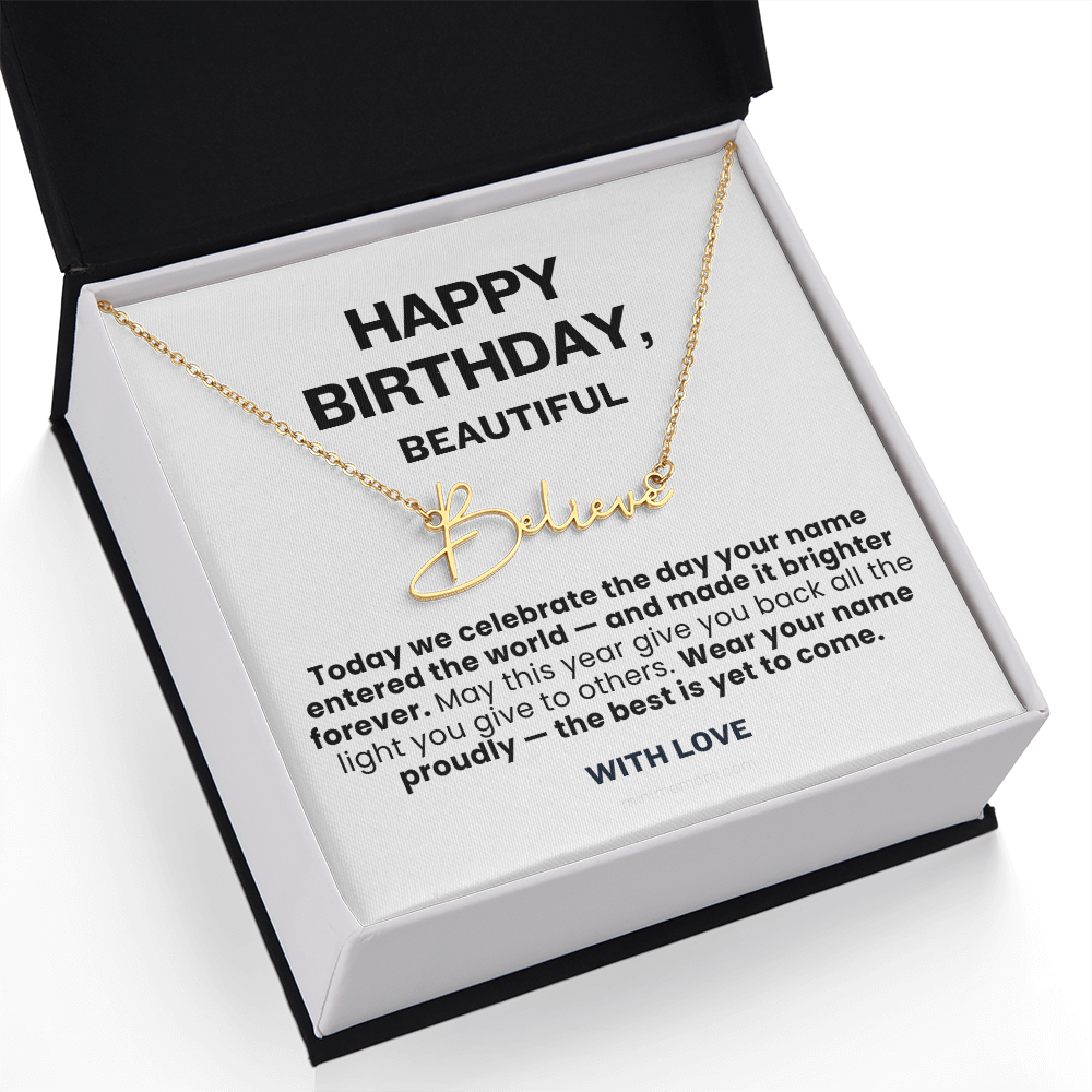 For Her: Personalized Name Pendant Necklace with Message Card — "Wear your name proudly" • Forever Her Name