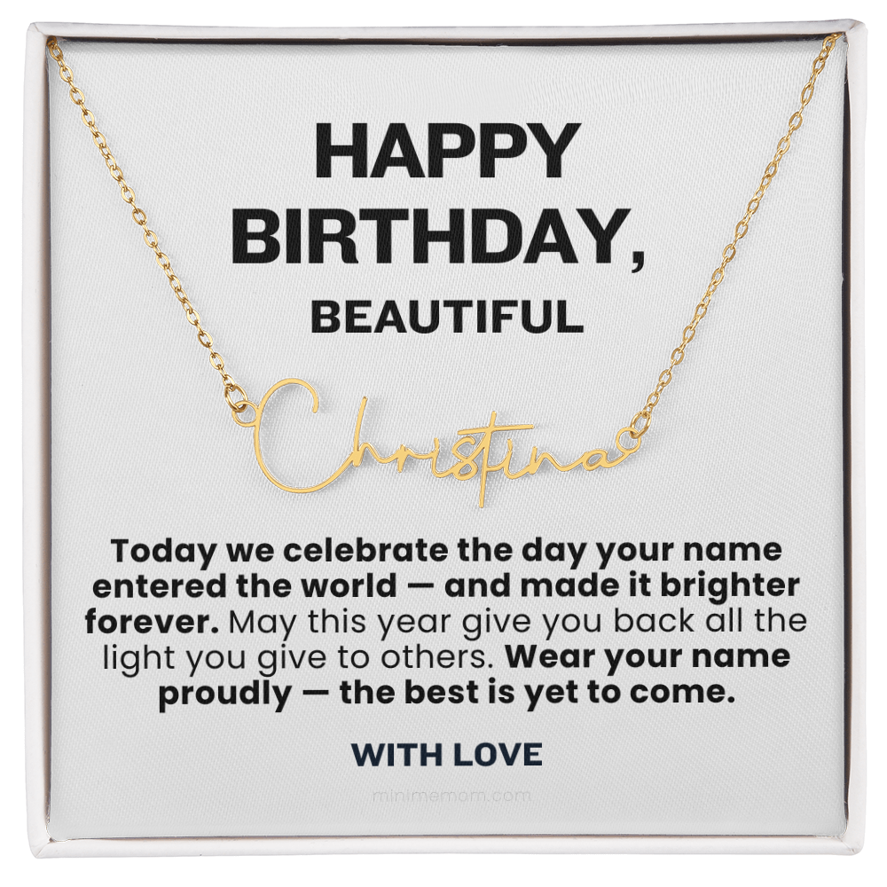 For Her: Personalized Name Pendant Necklace with Message Card — "Wear your name proudly" • Forever Her Name