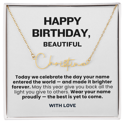 For Her: Personalized Name Pendant Necklace with Message Card — "Wear your name proudly" • Forever Her Name