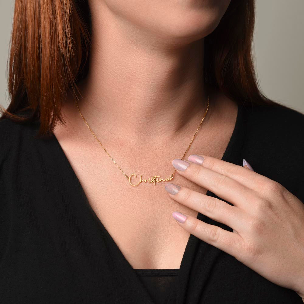 Personalized Signature Name Necklace with 16-18 Inch Adjustable Chain and Message Card - To My Bestie