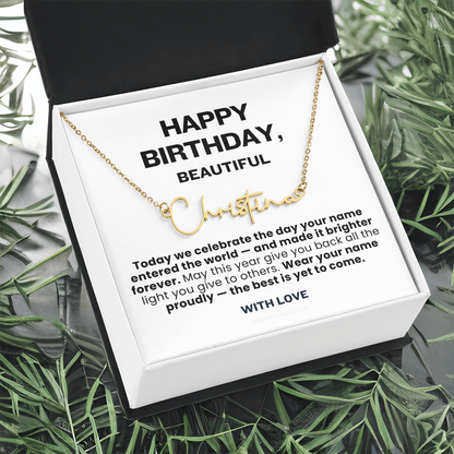 For Her: Personalized Name Pendant Necklace with Message Card — "Wear your name proudly" • Forever Her Name