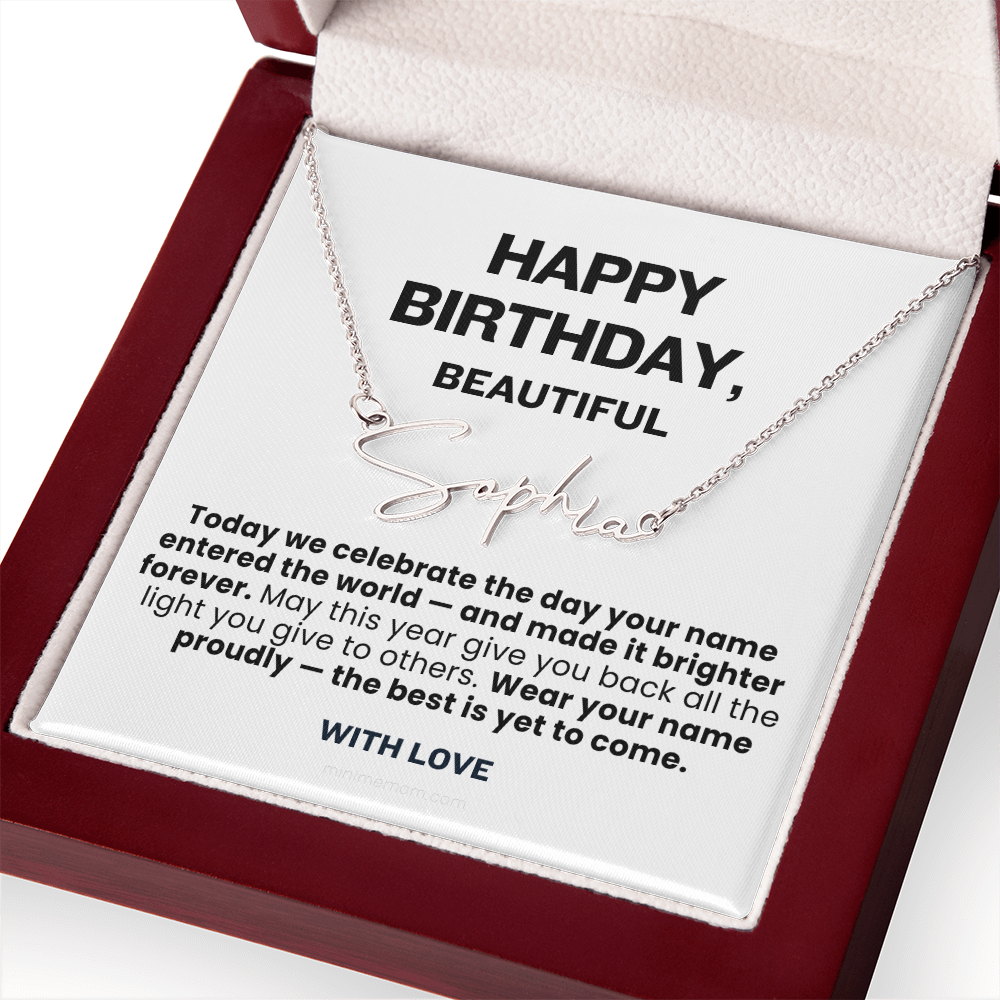 For Her: Personalized Name Pendant Necklace with Message Card — "Wear your name proudly" • Forever Her Name