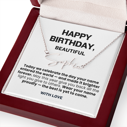 For Her: Personalized Name Pendant Necklace with Message Card — "Wear your name proudly" • Forever Her Name