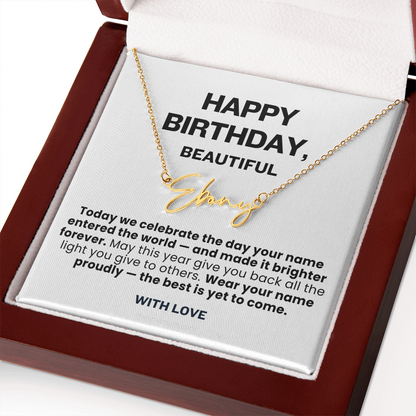 For Her: Personalized Name Pendant Necklace with Message Card — "Wear your name proudly" • Forever Her Name