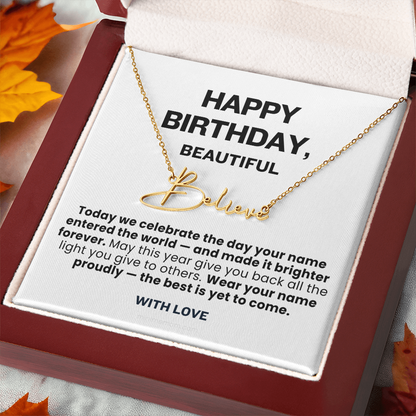 For Her: Personalized Name Pendant Necklace with Message Card — "Wear your name proudly" • Forever Her Name