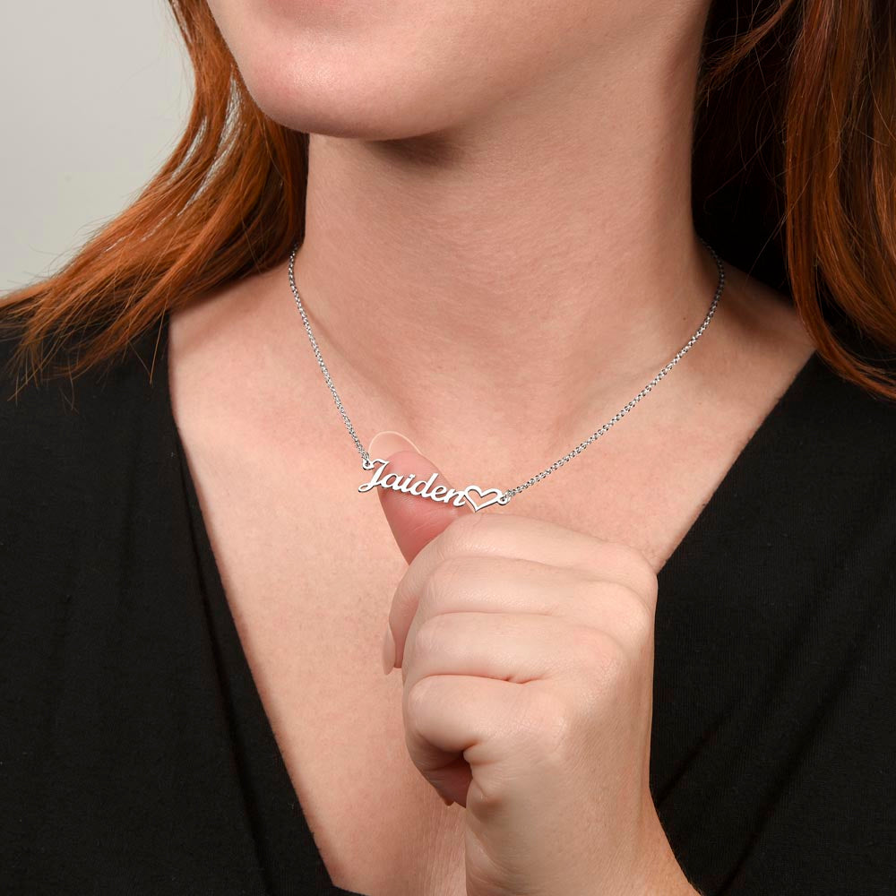 Personalized Heart Name Necklace with 16-18 Inch Adjustable Chain and Message Card - To My Sister