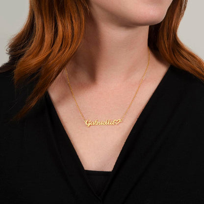 Personalized Heart Name Necklace with 16-18 Inch Adjustable Chain and Message Card - To My Sister
