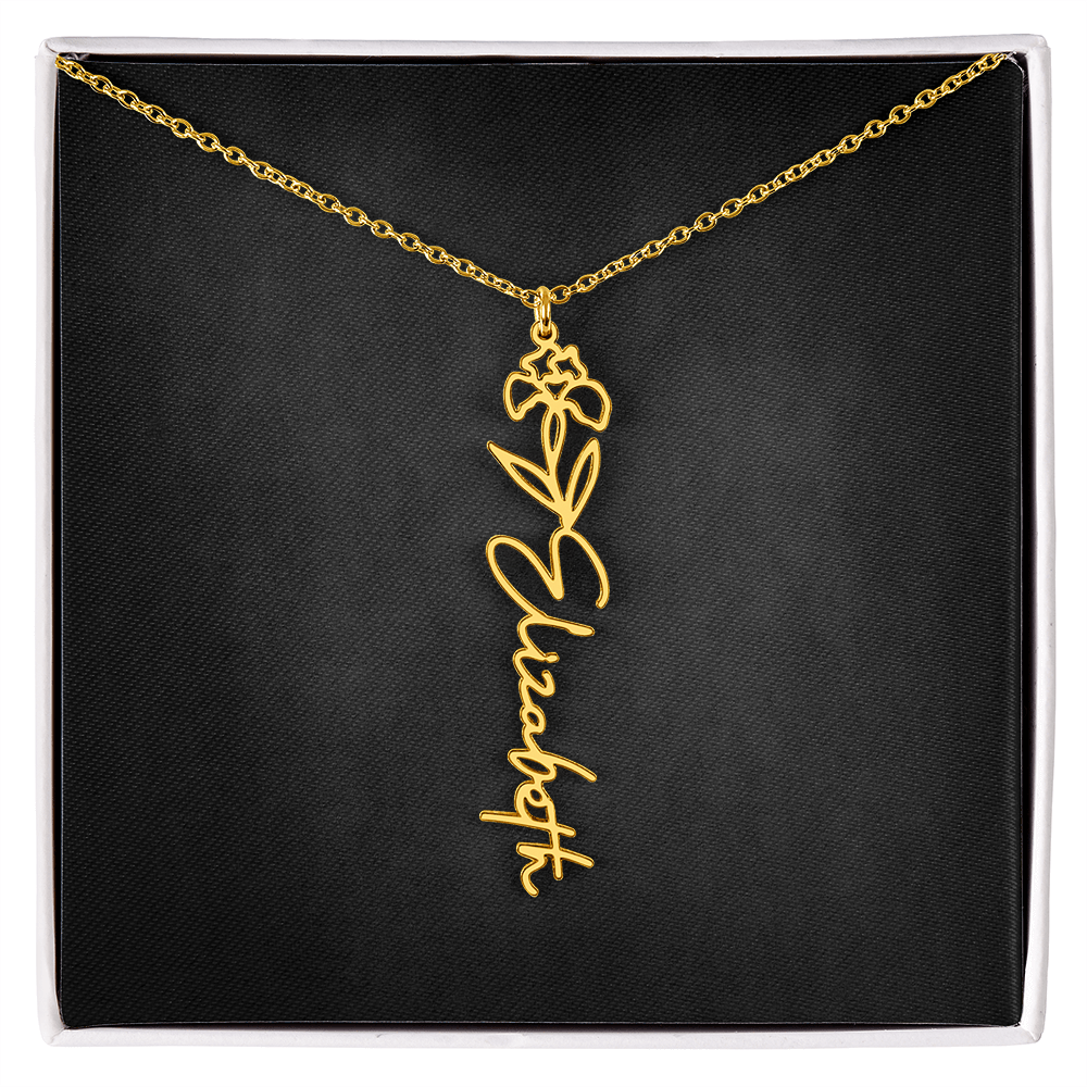 Personalized Flower Name Necklace