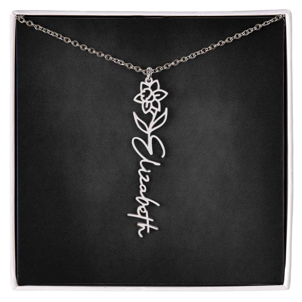 Personalized Flower Name Necklace