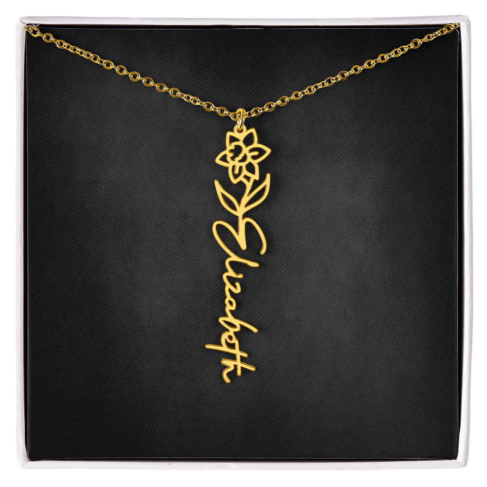 Personalized Flower Name Necklace