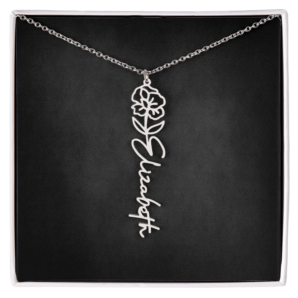 Personalized Flower Name Necklace