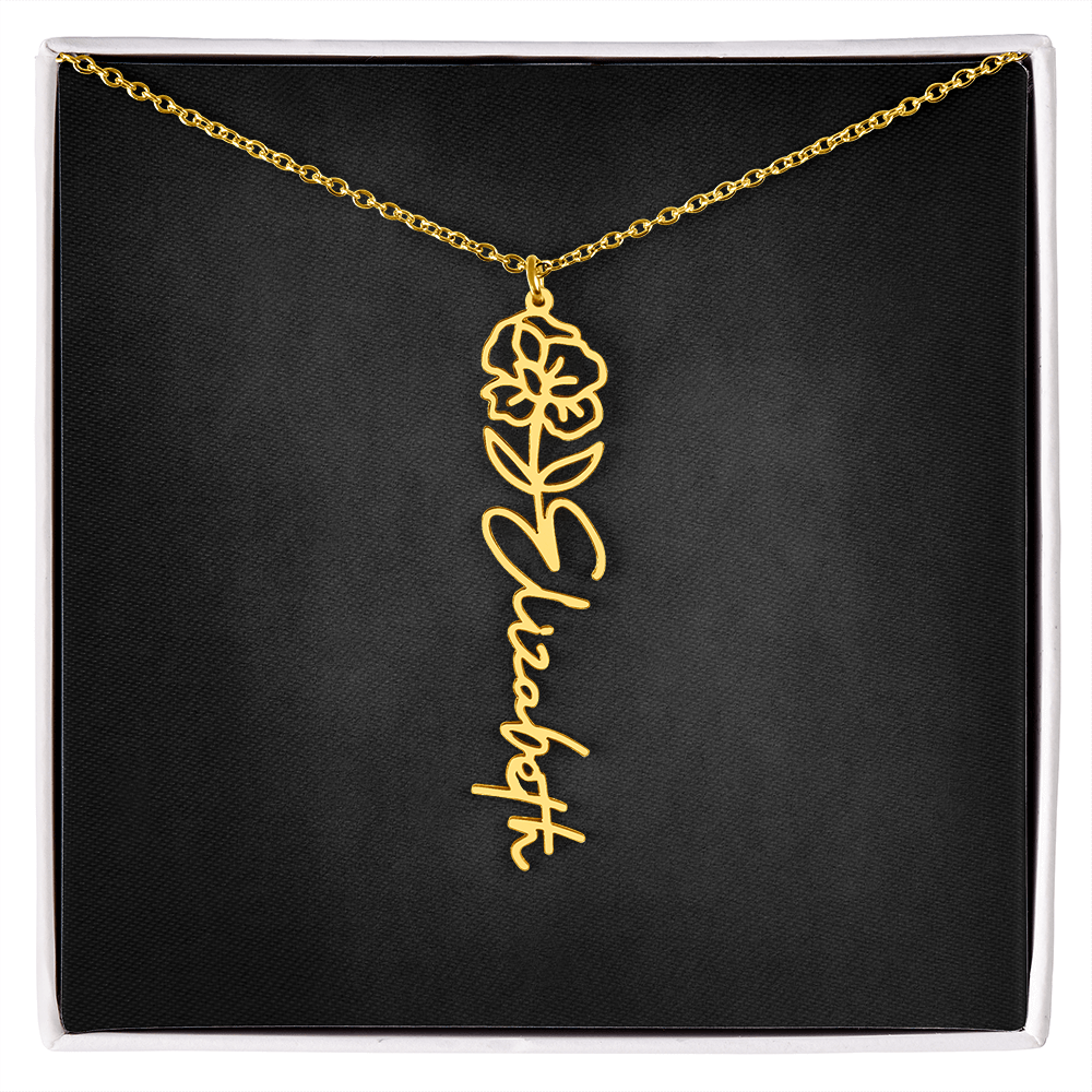 Personalized Flower Name Necklace