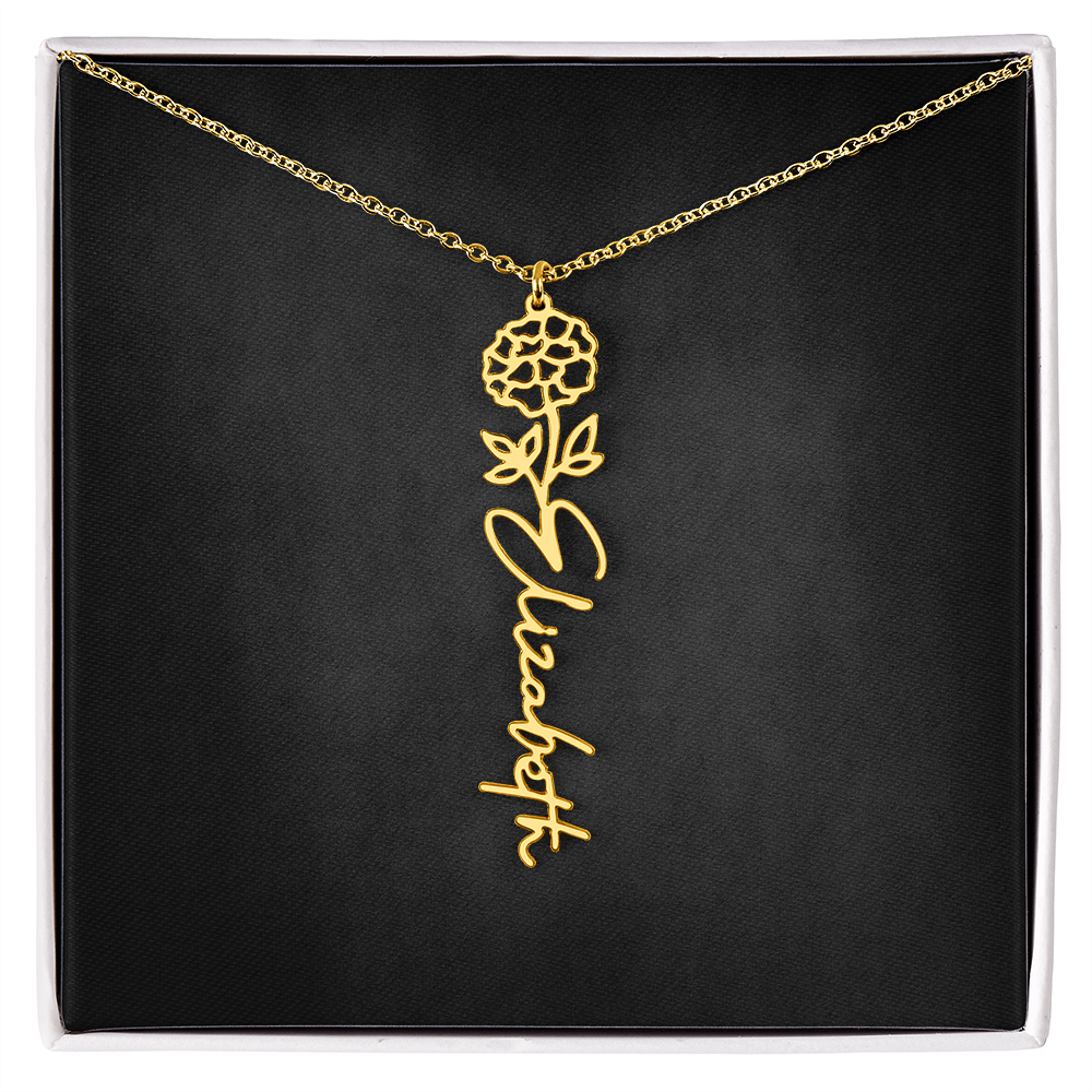 Personalized Flower Name Necklace