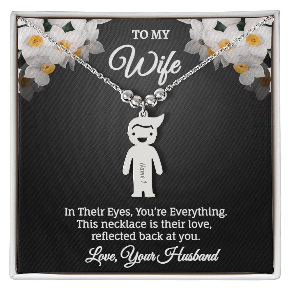 Engraved Kids Charm Necklace - Personalized Children Names