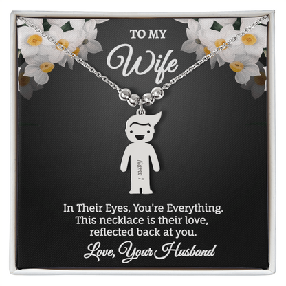 Engraved Kids Charm Necklace - Personalized Children Names