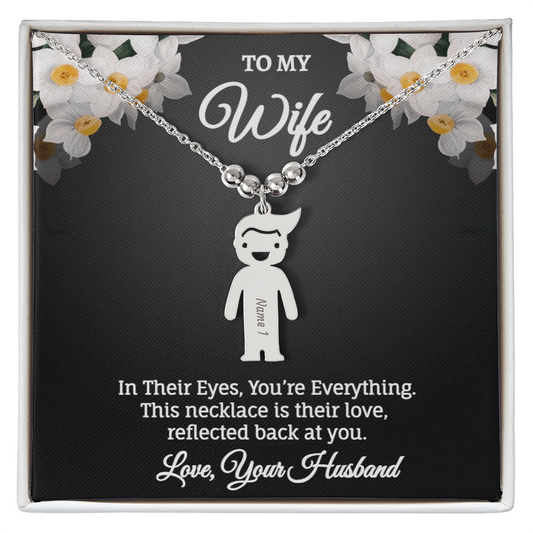 Engraved Kids Charm Necklace - Personalized Children Names
