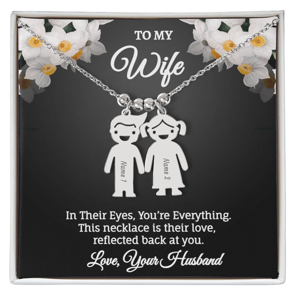Engraved Kids Charm Necklace - Personalized Children Names