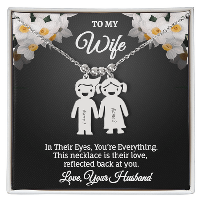 Engraved Kids Charm Necklace - Personalized Children Names