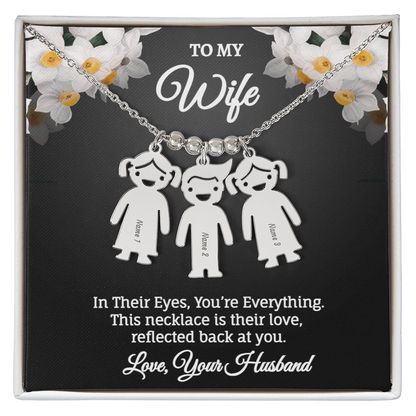 Engraved Kids Charm Necklace - Personalized Children Names