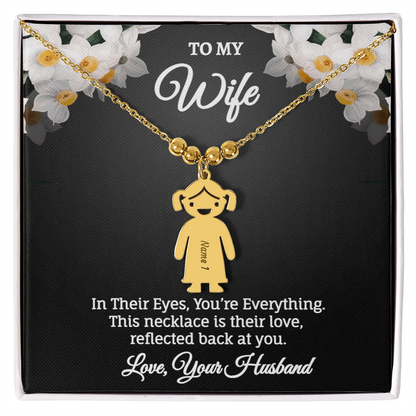 Engraved Kids Charm Necklace - Personalized Children Names
