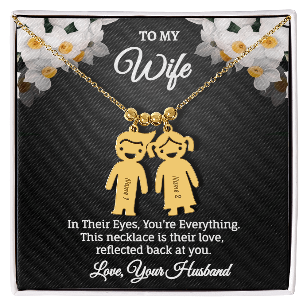 Engraved Kids Charm Necklace - Personalized Children Names