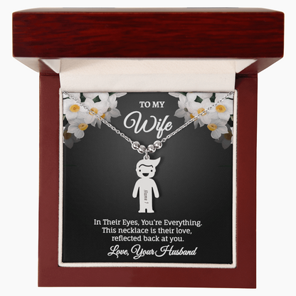 Engraved Kids Charm Necklace - Personalized Children Names