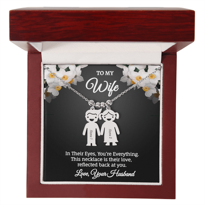 Engraved Kids Charm Necklace - Personalized Children Names