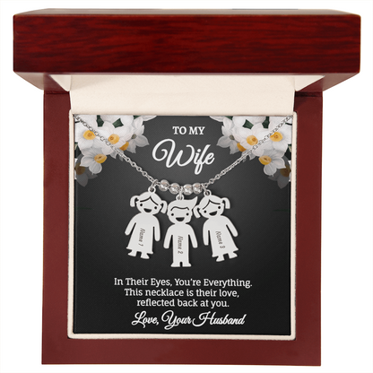 Engraved Kids Charm Necklace - Personalized Children Names