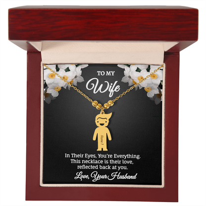 Engraved Kids Charm Necklace - Personalized Children Names