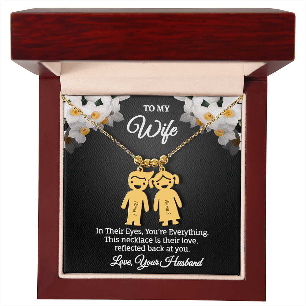 Engraved Kids Charm Necklace - Personalized Children Names