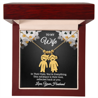 Engraved Kids Charm Necklace - Personalized Children Names