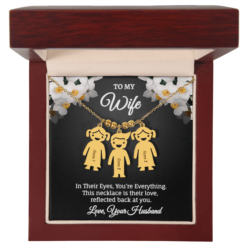 Engraved Kids Charm Necklace - Personalized Children Names